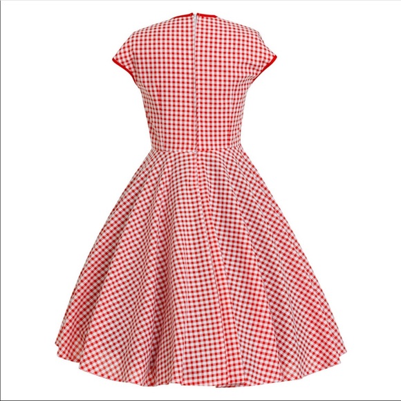 Red gingham NWOT summer retro 1950s style dress - Picture 2 of 5